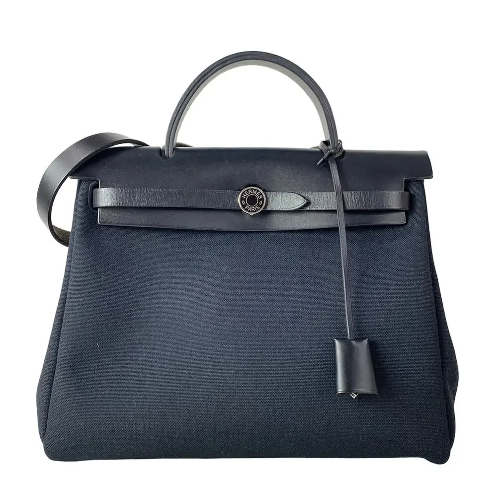 Hermès Her Bag Zip PM Handbag Toile Military Vache Hunter